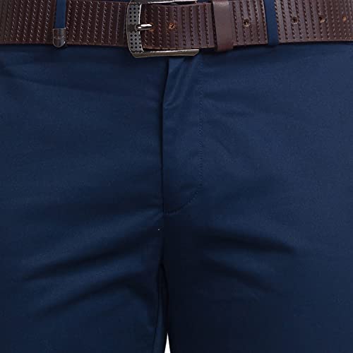 Image of Park Avenue Men's Pure Cotton Solid Pattern Super Slim Fit Flat Front Formal Chinos