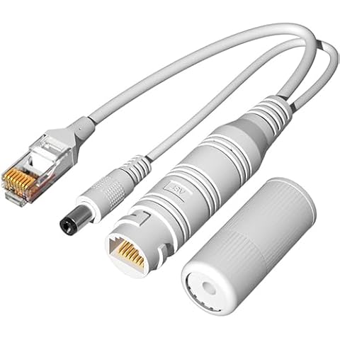 TIEDXIOY Waterproof PoE Splitter Adapter, POE 48V to DC 12V Power Over Ethernet Splitter with IEEE 802.3af/at Standard Compliant 10,100,1000Mbps for IP Cameras, AP WiFi, IP Phones, and More Cover