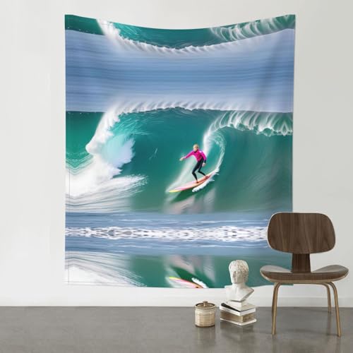 Tapisserie murale surfeur pour salon : ambiance océan et évasion azur