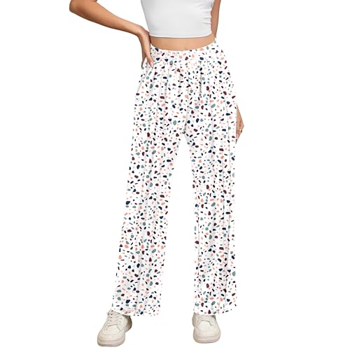 Women's High Waisted Loose Wide Leg Long Casual Pants Fashion Casual Flowy Pants Floral2