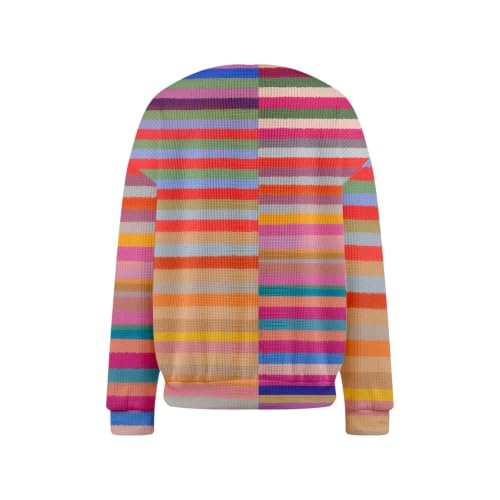 Striped Cardigans For Women Crew Neck Button Down Oversized Knitted Sweater - image 4