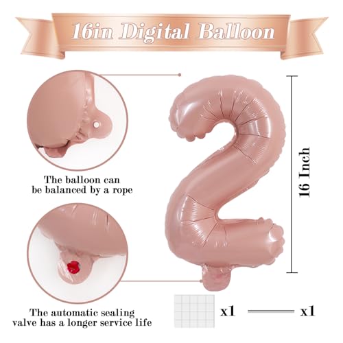Image of TONIFUL Number Balloon 16 Inch 10Pcs Light Pink 0-9 Birthday Number Ballons