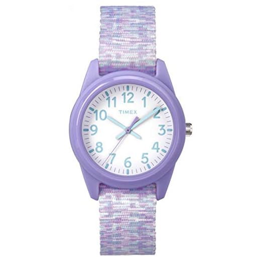 Timex Girls TW7C12200 Time Machines Purple/White Sport Elastic Fabric Strap Watch