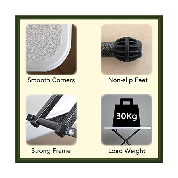 Height Adjustable Small Folding Table with Carry Bag | Foldable White Plastic Garden Side Table, Portable Camping Table | Foldaway TV Dinner or Coffee Table, Collapsible Study Work Desk - Image 4