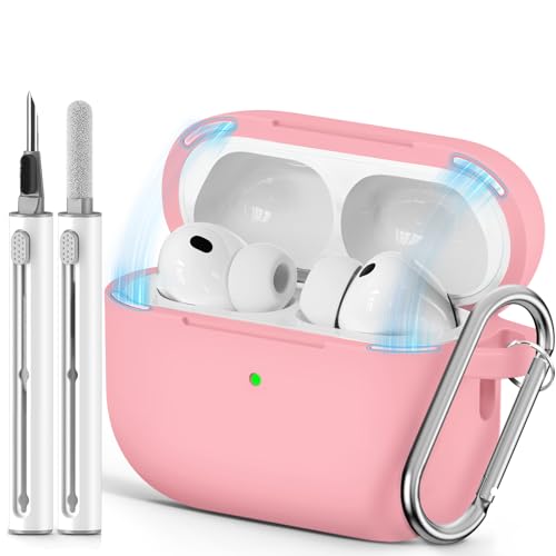 Image of Ljusmicker for AirPods Pro 3 Case 2025 with Cleaner Kit,Soft Silicone Protective Cover for Apple AirPods Pro 3rd Generation Cases for Women Men,for AirPod Pro 3 Cover with Keychain-Magnetic Pink