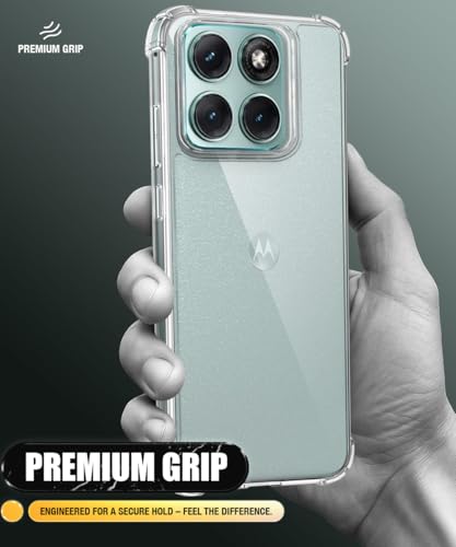 Image of WOW IMAGINE Ultra-Hybrid Crystal Clear Back Case for Motorola Moto Edge 70 Fusion 5G | Shockproof Design | Camera Protection Bump | Hard Mobile Back Cover with Cushioned Edges - Transparent