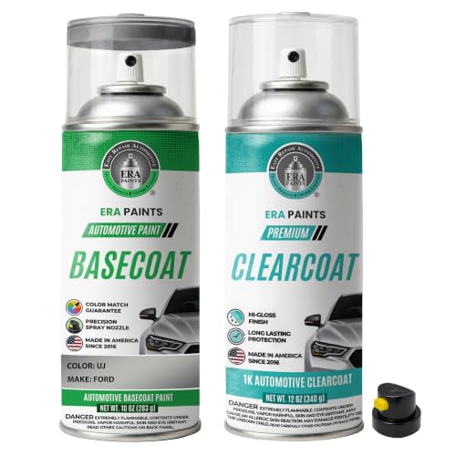 ERA Paints - UJ - Sterling Gray Metallic for FORD Exact OEM Color Match Automotive Touch Up Paint for Cars - Spray Paint with Premium Spray Nozzle - Essential Kit - Made in USA