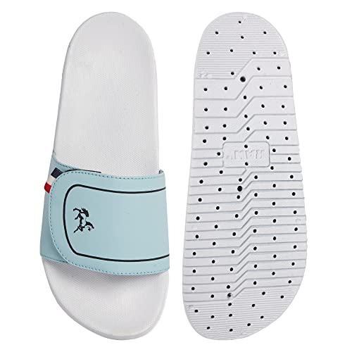 Image of PERY-PAO Mens Stylish Sliders Grey, Sky Blue, Black, White, peach, Neon Green, Olive Green Boys Slippers