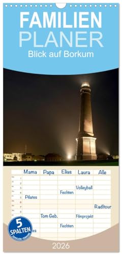 Familienplaner 2026 - Blick auf Borkum mit 5 Spalten (Wandkalender, 21 cm x 45 cm), CALVENDO: Bilder der Nordseeinsel Borkum (CALVENDO Natur)