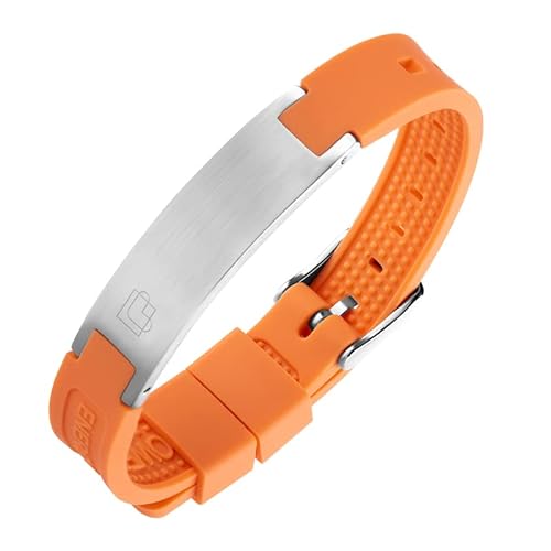 Lunavit Pulsera magnética de silicona en color naranja clásico, pulsera energética respetuosa con la piel en diseño colorido, 2 imanes, germanio e insertos de cobre, unisex, 15 centimeters, Silicona