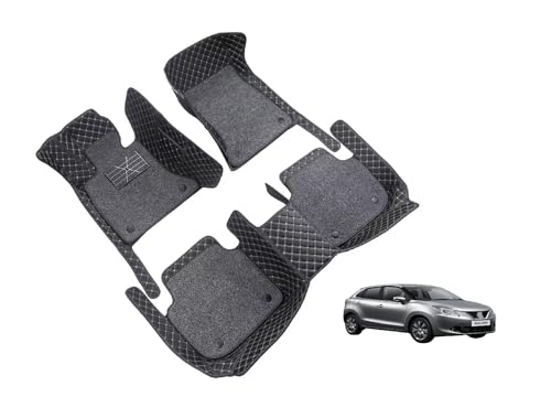 Image of Auto Hub 7D Car Floor Mats Compatible with Maruti Suzuki Baleno, Leatherette, 100% Waterproof & Washable, Baleno Car 7D Floor Mat, Black
