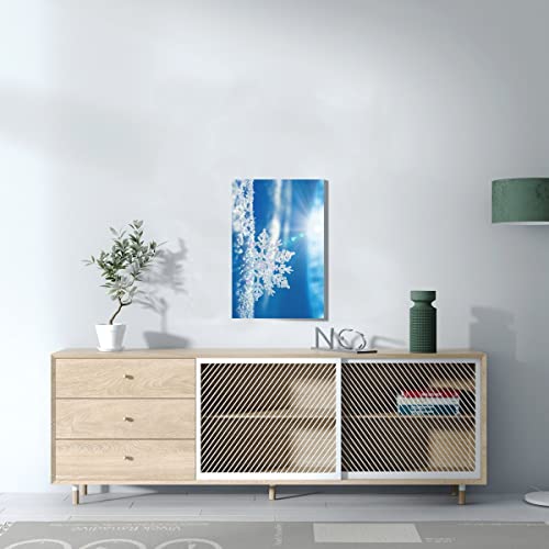 Tableau flocon de neige contre les murs vides : toile imprimée 30x45 cm