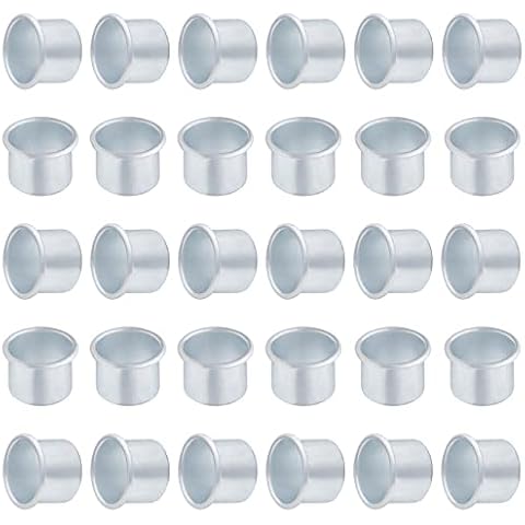 Pack of 30 Candle Holders for Taper Candles, Metal Small, Candle Holder, Tea Lights, Candle Insert Table Candles, Silver, Candle Holder for Tree Candles, Taper Candle Holder Decoration, Candle Holder Cover