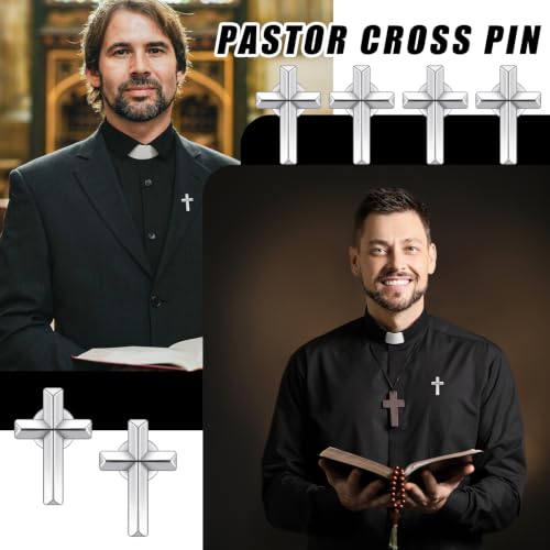 Image of 4 Pcs Cross Pins Bulk Metal Golden Silver Religious Christian Cross Brooch Pins Set Religious Enamel for Christian Chaplain Gifts Funeral Church Prayer Activities (Gold)