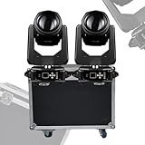 Weikass 2Pcs 300W LED Beam Spot Wash Moving Head Lights for Disco Nightclub Wedding Stage Party Light with Flycase Option (2pcs Lights with a flycase)