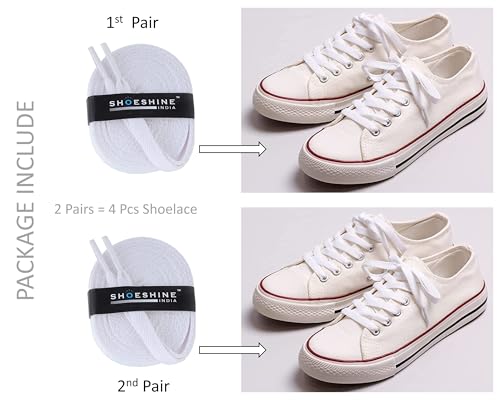 Image of SHOESHINE Sports & Sneakers Shoe Laces - 2 Pairs Set Flat Shoelace for Men & Women