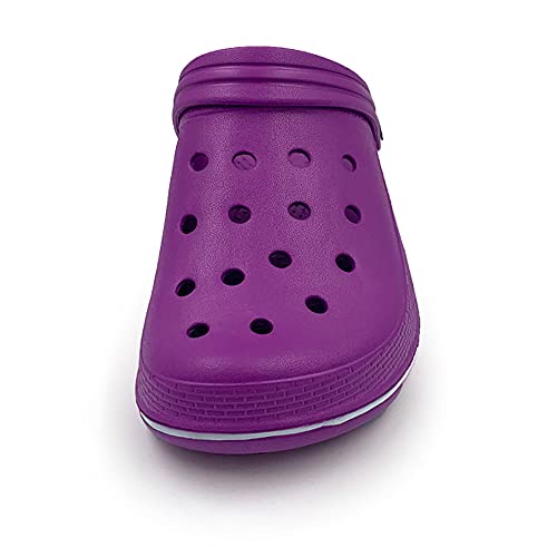 Acans Garden Clogs Men Women Slip On Shoes Gardening Shoes Ladies Outdoor Clogs Waterproof Breathable Beach Shower Lightweight Rubber Male Female Zuecos Purple Size 10 Women/8 Men #TOP2