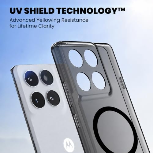 Image of Elzzi Anti Scratch Semi Translucent Cover for Moto Edge 70 Fusion Case, Premium PC + TPU Magnetic Phone Cases Drop Proof, Compatible with Magsafe Slim Never Yellowing Shockproof