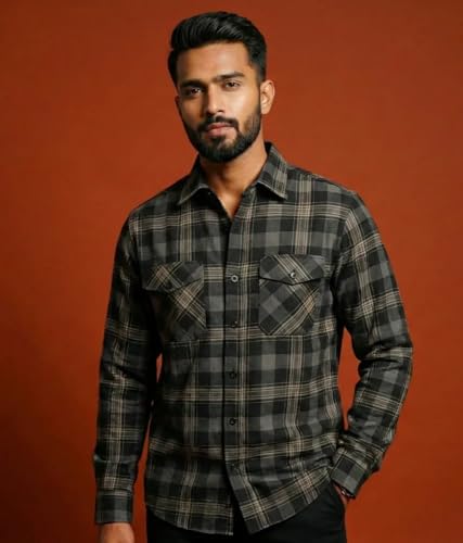 Image of RuggedNap Checked Cotton Shirt for Men | Premium Casual Plaid Shirt, Soft Breathable Everyday Wear