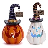 Valery Madelyn Pumpkin Halloween Decorations Indoor for Home, 2Pcs Resin Halloween Figurines with...