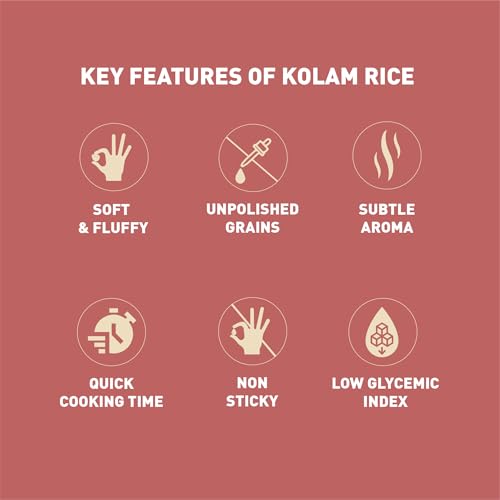 Image of Zama Organics Kolam Rice 5kg | Naturally Aged Aromatic Rice | Everyday Cooking Rice | Long Grain Rice | 5kg Pouch