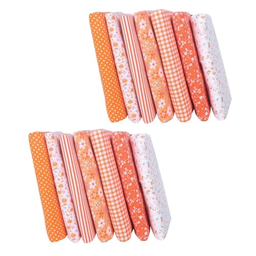 14Pcs Top Orange Cotton Craft Fabric Bundle Squares Patchwork DIY Sewing Quilting Floral Dot Pattern Craft and Hobby Craft and Hobby Fabric 10 x 10 in