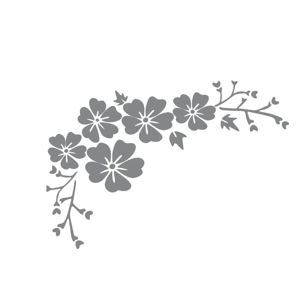 Car Sticker Blossom Flower Clusters Waterproof Vinyl Decal Body Door Window Exterior Decoration(Glossy Gray,2pcs)