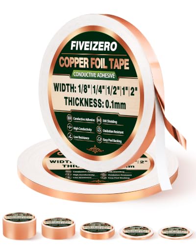 FIVEIZERO Copper Foil Tape 2 Rolls 1/4 Inch x 21.8 Yards