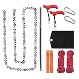 WIRSHO 53 Inch Hand Rope Chain Saw Kit for High Tree Limb | Rope Pocket Chainsaw with 68 Teeth | Portable Camping Chain Saws for Garden Work Wood Cutting Hunting Survival Gear Backpacking