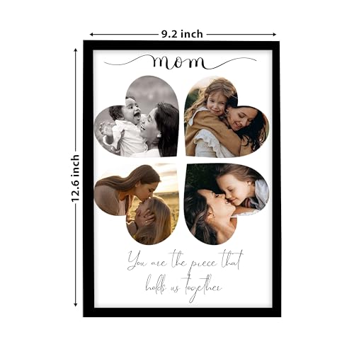 Image of Customized Mothers Day Gift for your Mom with 4 Photo Collage print, Mom Gifts Photo Frame With Photo Upload, Birthday, Couple, Parents (8.9x12.8 Inch)