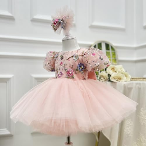 Flower Girls Toddler Dress Embroidered Tulle Dress for Birthday Princess Tutu Dresses Baby Girl Special Occasion3