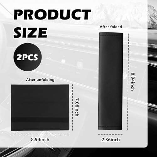 Figpade 2PCS Leather Seat Belt Cover Pad,Soft & Anti-Wear Seatbelt Covers for Car Decorations & Relief of Shoulder and Neck Fatigue,Universal Seatbelt Shoulder Pad for Most Vehicles - Thumbnail 3