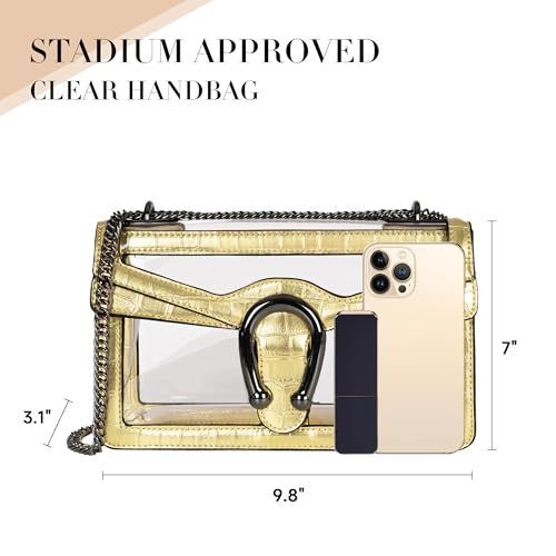 Image of Joryin Women's Stadium Approved Crossbody Bag for Women, Small Clear Bag Shoudler Purse with Chain Strap