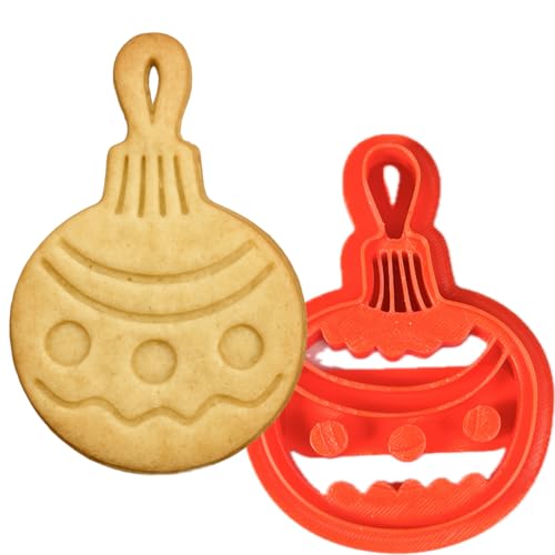 Taglia Biscotti Pallina di Natale - Tagliabiscotti Natalizio in PLA 8,4X5,9 cm - Idea Regalo Fatti a Mano - Stampo 3D Handmade da Instile3D