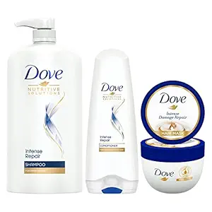 Dove Intense Repair Shampoo + Conditioner + Mask Combo | For Dry and Damaged Hair | Enriched with Fibre Actives | Strengthening Shampoo for Smooth & Strong Hair at Rs. 845