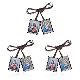 Taille : le pendentif scapulaire mesure environ 3 x 4,1 cm, et le cordon mesure environ 48,3 cm de long, adapté pour la grande majorité des catholiques