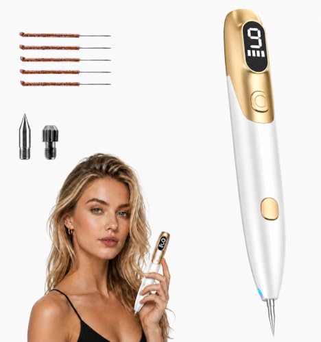 Kivifru Skin Tag Remover Pen 9 Speed Adjustable Intensity for Moles Freckles Warts Removal USB Rechargeable At-Home Beauty Device for Face Neck Body with LED Display Safe & Effective