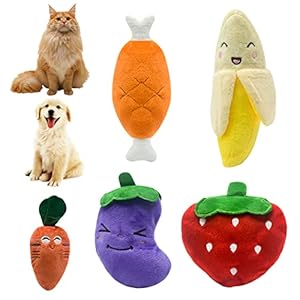 GWAWG 6 Morceaux Chien Jouet Fruits et Légumes Pet Peluche Jouet Jouet couineur pour Chiot Petit Chien