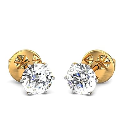 CANDERE – A KALYAN JEWELLERS COMPANY 14K BIS Hallmark Pure Yellow Gold and certified SIIJ Real Diamond Stud Earring for Women with Screw Back closure