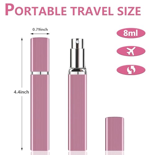 Portable Perfume Travel Refillable Atomizer 8ML - 4 Pack Refillables Perfume Bottles, Aluminum Leak-Proof Mini Perfume Refillable Bottle with Accessories for Airplane Gift, Women Men Travel Essentials2