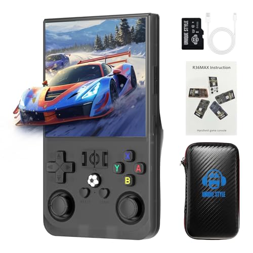Image of R36max Retro Handheld Console,Upgraded 4.0 inch IPS Screen Portable Gaming Console,64GB Preloaded 18000+Games,Linux Open Source System Handheld Emulator Supporting 30+Emulators,4000mAh Battery(64G Black2)