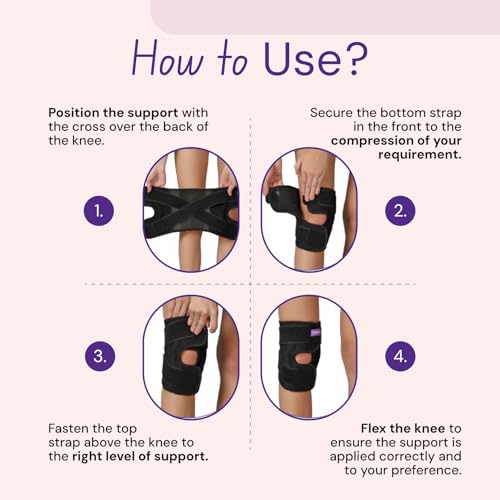 Image of Careforce - The Force Behind Your Health Knee Brace with Extra Long Strap & Silicone Pad for Meniscus Tear Pain Relief Adjustable Knee Support for Men-Tendon,Patella Support for Women-Knee - Black