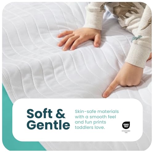 Image of IMPROVIA Pee Pads for Kids - Bed wetting Pads for Kids Potty Training Bed mats for Toddlers Waterproof Reuseable Washable Absorbent, Non Slip - White - Full Size 34 inchx52