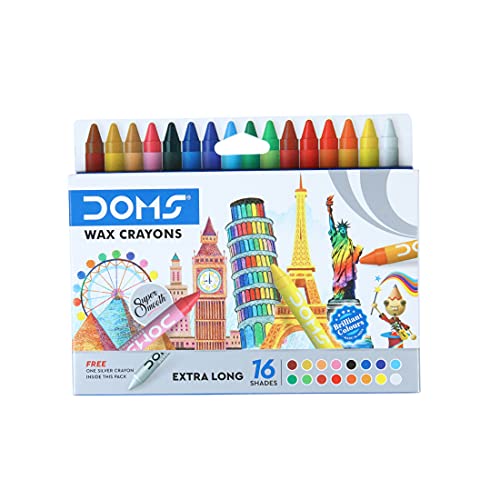 DOMS Non-Toxic Extra Long Wax Crayon Set in Cardboard Box (16 Assorted Shades x 12 Set), Multicolour (DM3449P12) DOMS Non-Toxic Extra Long Wax Crayon Set in Cardboard Box (16 Assorted Shades x 12 Set), Multicolour (DM3449P12)