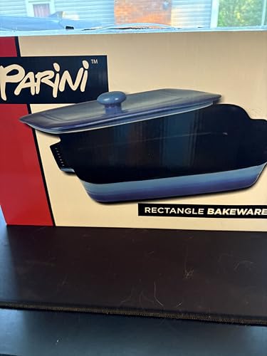 Parini Rectangle Baker & Lid Nonstick Glazed Ceramic Stoneware Blue
