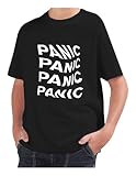 T-Shirt enfant garçon coton basique super fit Top qualité - Panic - nouveauté Fashion Fun Humor Youtuber Made in Italy, Noir , XS