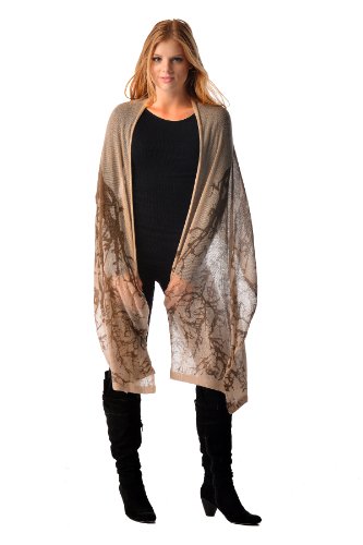 Cashmere Boutique 100% Pure Cashmere Shawl Women - Knitted, Soft, Luxury Lightweight, Tree Print Shawl - 22" x 76"4