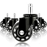 najiaxiaowu Carpet Computer Chair Wheels Wheels for Office Chair for Carpet and Wood Floor 2 inch (Wheels Diameter) for Computer Chair and Gaming Chair Set of 5,Balck