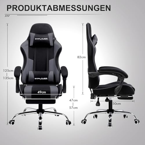 Image of GTPLAYER #1USA Multi-Functional Ergonomic Gaming & Computer Chair - Massage Cushion, Premium PU Leather, Adjustable Neck & Lumbar Pillow for Back Support, Footrest