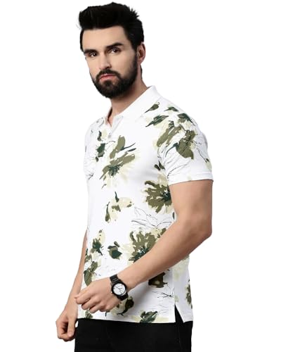 Image of Noble Monk Men's Cotton Regular Fit Polo Neck Printed Half Sleeve T-Shirt